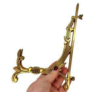 Vintage Solid Brass Ornate Easel Stand 10” Tall Plate Book Display